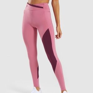 NEW GYMSHARK ASYMMETRIC LEGGINGS PINK MEDIUM